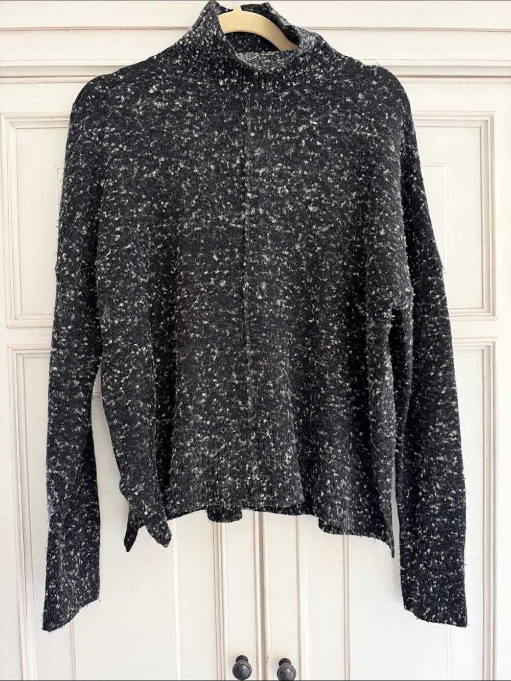 French Connection Cozy Black Speckled Mock Neck Women's Sweater